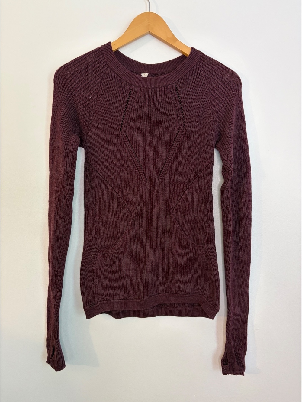 Lululemon Athletica Plum Cable Knit Sweater